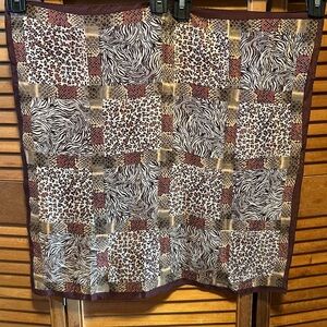 Vintage Anne Klein Animal Print & Snakeskin Silk Framed Square Designs Scarf